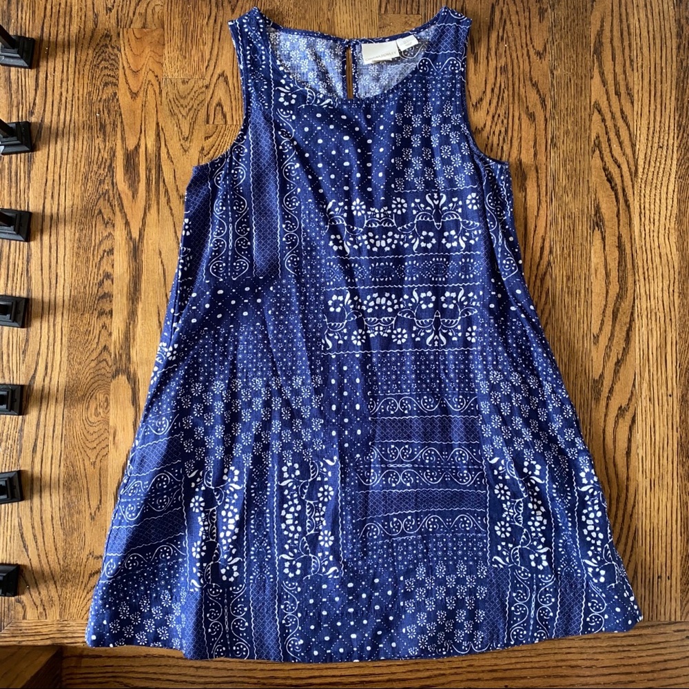 Cynthia Rowley blue linen trapeze dress S